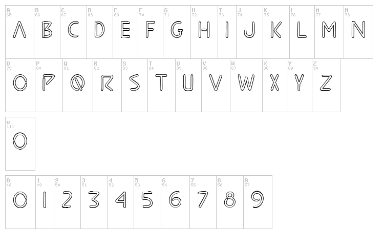 Cartoon Sketch font map